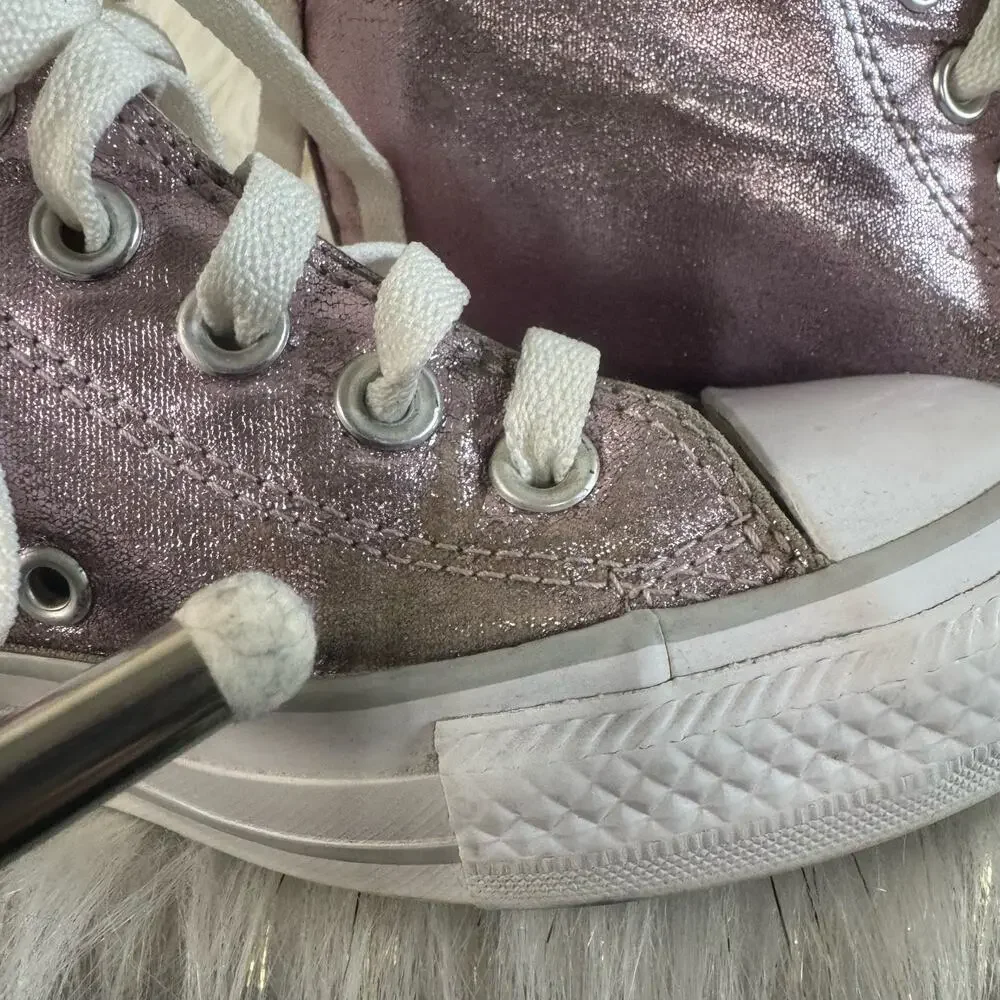 Converse Womens CTAS Lux Mid Wedge Sneakers Shoes Pink 556779C Textile 6.5